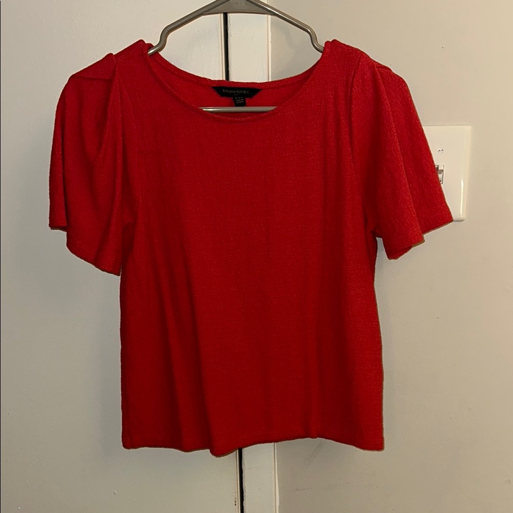 Banana Republic Red Puff Sleeve Blouse